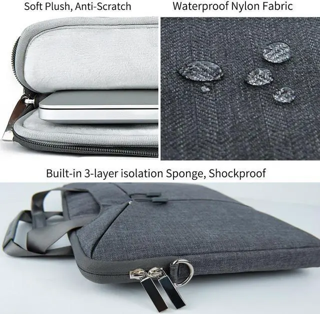 Alt view image 3 of 7 - WIWU 13-13.3 Inch Laptop Sleeve Case Messenger Shoulder Bag Padded Nylon Shockproof Waterproof Briefcase for MacBook Air/ Pro Retina, MacBook Pro/ Surface Pro/ Notebook/ Chromebook(Gray)