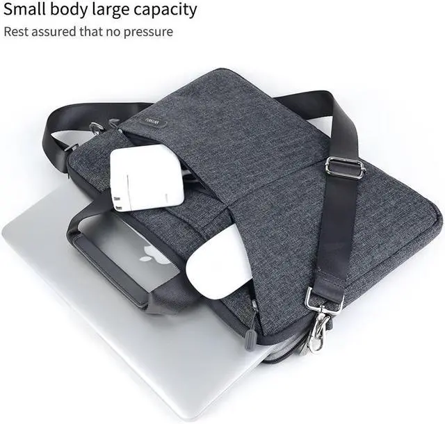 Alt view image 4 of 7 - Laptop Bag, WIWU 13.3 inch Laptop Sleeve Notebook Case Shoulder Bag Briefcase With Shoulder Strap and Luggage Backbelt for 13 - 13.3 Inch Laptop / Notebook / MacBook / Ultrabook / Chromebook,Gray