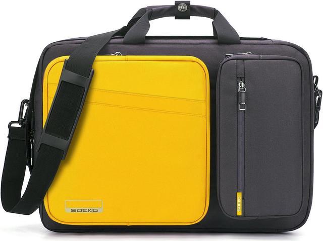 LUOM Convertible Laptop Bag Backpack, Multi-functional Water Resistant  Messenger Bag Briefcase Business Travel College Laptop Shoulder Bag for Men  / Women Fits Up to 17.3 Inch Laptop Computers,Yellow 