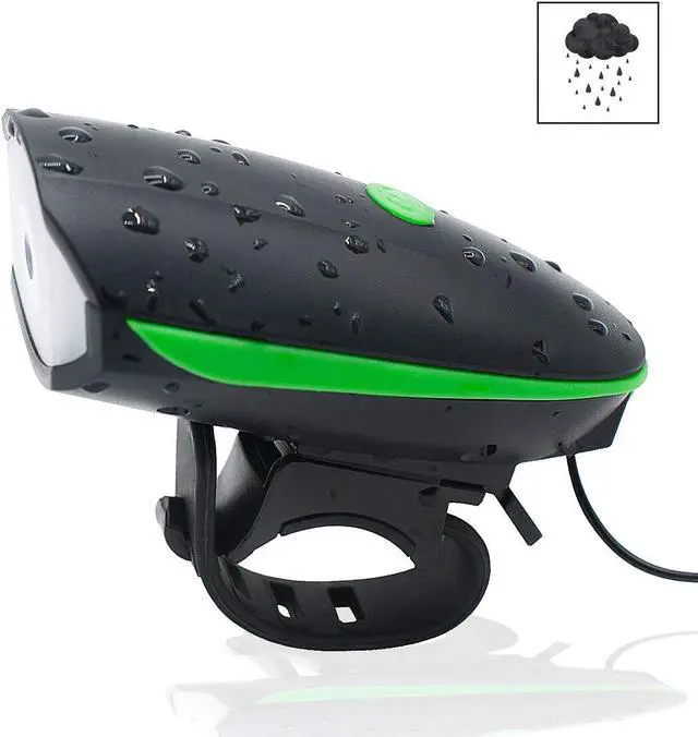 Alt view image 2 of 7 - Super Bright Bike Light Set USB Rechargeable Headlight + Taillight with a Horn Waterproof LED Bicycle Light Easy to Install Cycling Safety Best for Mountain Road, Kids and City Bicycle-Green