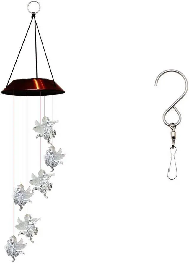 Alt view image 2 of 7 - LUOM Solar Led Angle Wind Chimes, Color-changing Wind Chime Waterproof Automatic Light Sensor Outdoor Decor for Valentines Gift Home Party Balcony Porch Patio Garden, Upgraded Version