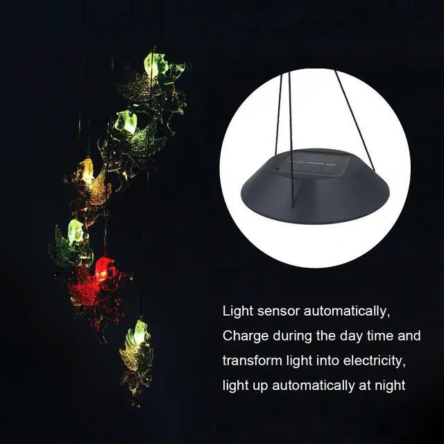Alt view image 5 of 7 - LUOM Solar Led Angle Wind Chimes, Color-changing Wind Chime Waterproof Automatic Light Sensor Outdoor Decor for Valentines Gift Home Party Balcony Porch Patio Garden, Upgraded Version