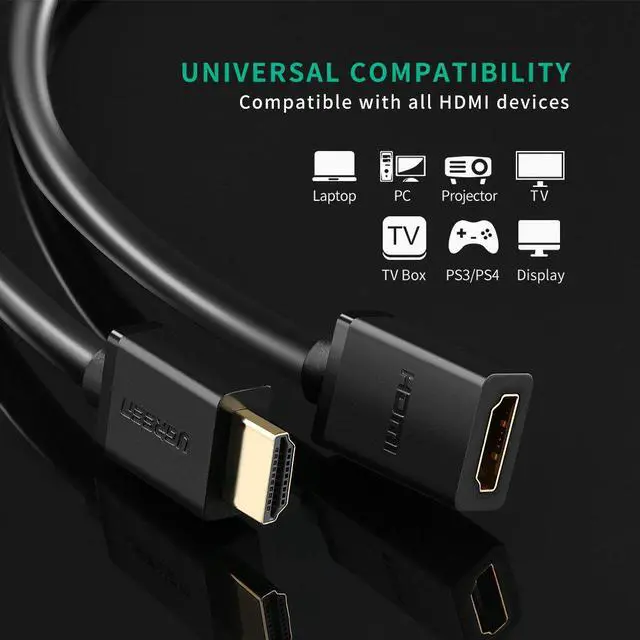 Alt view image 4 of 7 - LUOM HDMI Extension Cable 1080P 4K 3D HDMI Male to Female Extender for Computer/HDTV/Laptop/Projector in Audio Video Cable(1.65 Feet,0.5 Msters)
