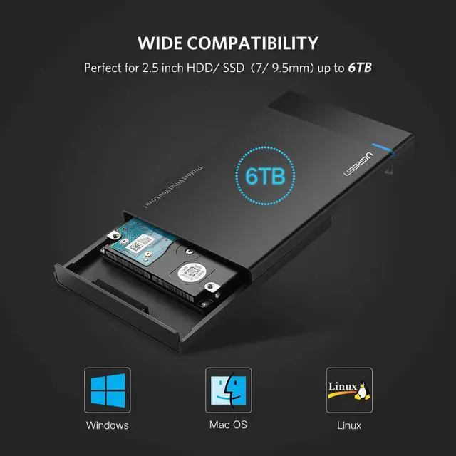 Alt view image 2 of 7 - LUOM USB C Hard Drive Enclosure USB 3.1 Gen 2 Type C to SATA External Hard Drive Disk Case Adapter Housing for 9.5mm 7mm 2.5 Inch SATA I II III, PS4, HDD, SSD Up to 6TB, UASP Tool Free