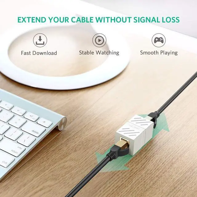 Alt view image 4 of 7 - LUOM 10-pack Female to Female Network LAN Connector Adapter Coupler Extender RJ45 Ethernet Cable Extension Converter-White