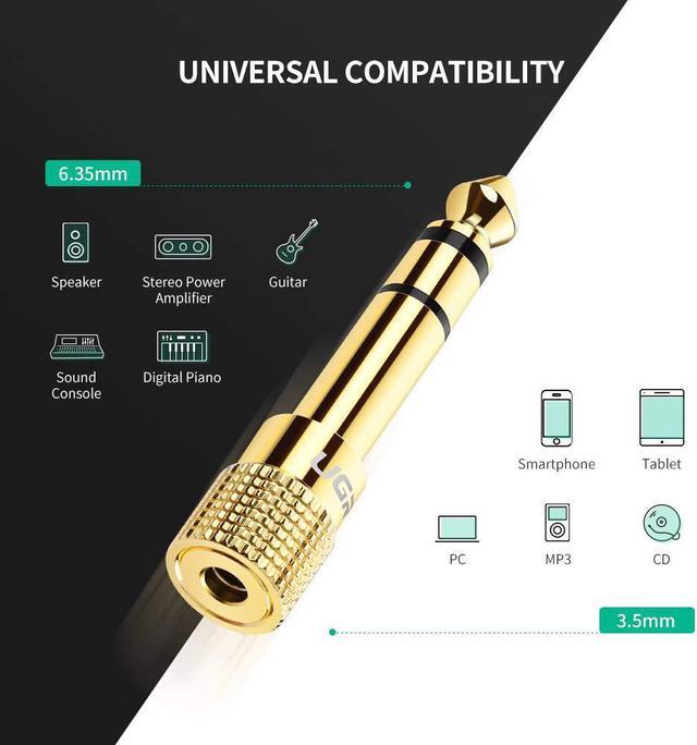 Alt view image 4 of 6 - LUOM Professional 6.35mm 1/4 inch Plug to 3.5mm 1/8 inch Jack Gold Plated TRS AUX Stereo Audio Headphone Jack Adapter Converter Connector