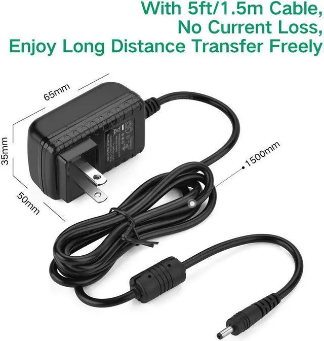 Alt view image 7 of 7 - LUOM 5V 2A DC Power Supply Adapter for IP/CCTV Security Camera, 5ft/1.5 Meter AC to DC Power Cord, Wall Charger, Output DC 5V 2000mA, Input AC 100V-240V/50 or 60Hz/0.4A Max, US Plug, Black
