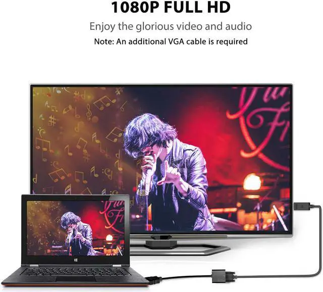 Alt view image 6 of 7 - LUOM HDMI to VGA, Gold Plated High-Speed 1080P Active HDTV HDMI to VGA Adapter Converter Male to Female with Audio and Mirco USB Charging Cable