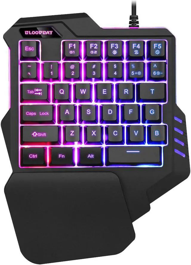 Main image of LUOM Wired Single Hand Gaming Keyboard USB Professional Desktop LED Backlit Mechanical Feel Keyboard Ergonomic with Wirst For Games