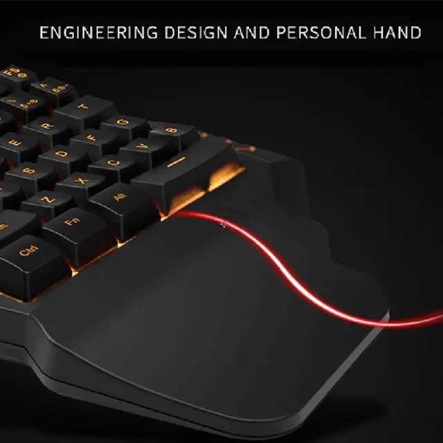 Alt view image 5 of 7 - LUOM Wired Single Hand Gaming Keyboard USB Professional Desktop LED Backlit Mechanical Feel Keyboard Ergonomic with Wirst For Games