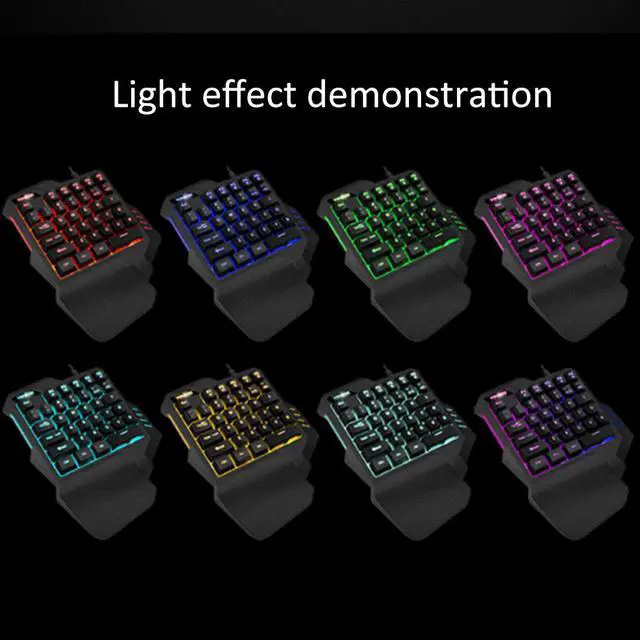 Alt view image 4 of 7 - LUOM Wired Single Hand Gaming Keyboard USB Professional Desktop LED Backlit Mechanical Feel Keyboard Ergonomic with Wirst For Games