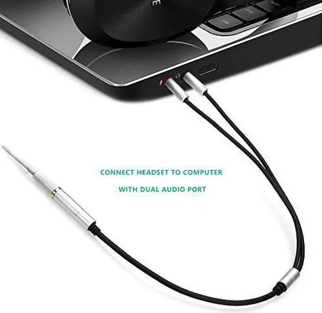 Alt view image 5 of 7 - LUOM (2 Pack) Headset Splitter Cable 3.5mm Female to 2 Male for PC Computer and Old Version Laptop, 1Feet/30cm (Gray)