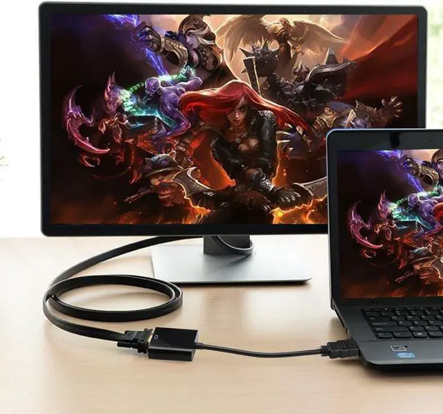 Alt view image 7 of 8 - LUOM HDMI to VGA Adapter with Micro USB Charging Cord, Gold-Plated 1080P Active HDMI to VGA Adapter Video Converter Male to Female for Computer, Desktop, Laptop, PC, Monitor, Projector, HDTV, Black