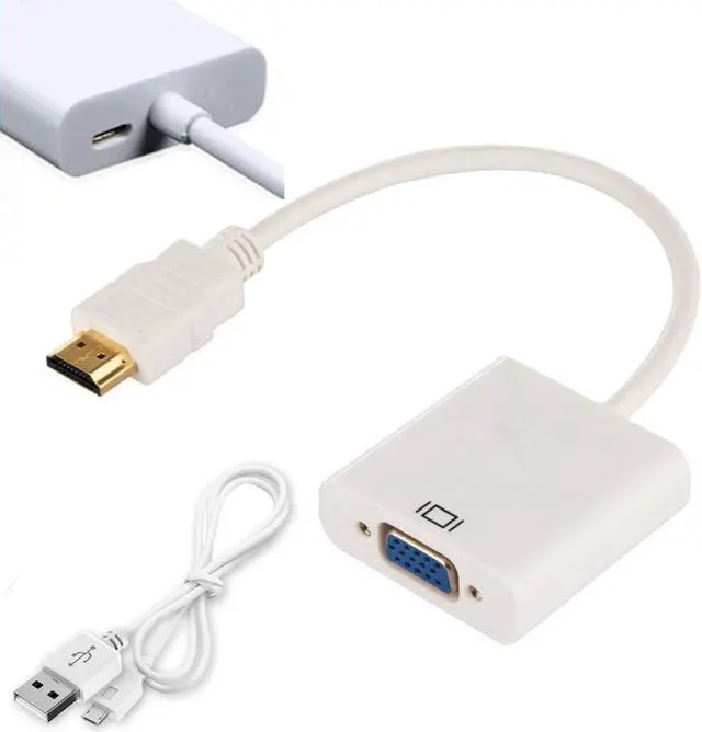 Alt view image 4 of 7 - LUOM HDMI to VGA Adapter with Micro USB Charging Cord, Gold-Plated 1080P Active HDMI to VGA Adapter Video Converter Male to Female for Computer, Desktop, Laptop, PC, Monitor, Projector, HDTV, White