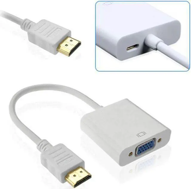 Alt view image 4 of 8 - LUOM  HDMI to VGA Output with Micro USB Charging Cord, HD 1080p Gold-Plated Active TV AV HDTV Video Cable Converter Adapter Plug and Play for HDTVs, Monitors, Displayers,Laptop Desktop Computer- White