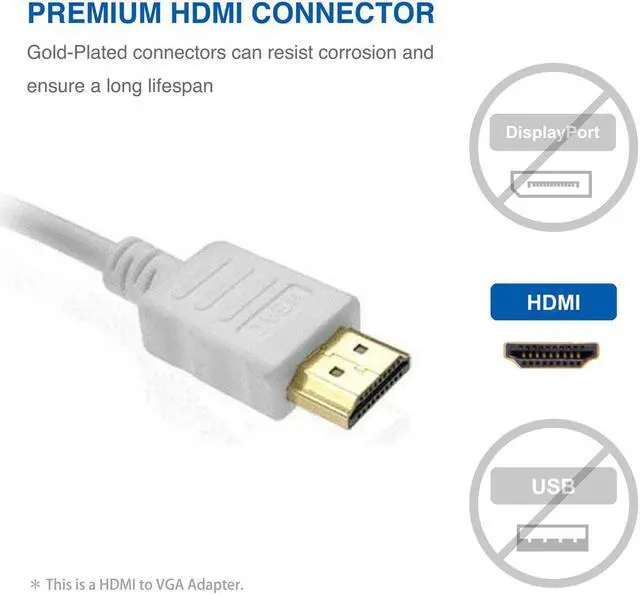 Alt view image 5 of 7 - LUOM HDMI to VGA Adapter with Audio & Micro USB Charging Cord, Gold-Plated Active HDMI to VGA Adapter (Male to Female) wCompatible with PC, Laptop, Ultrabook, Raspberry Pi, Chromebook (White)