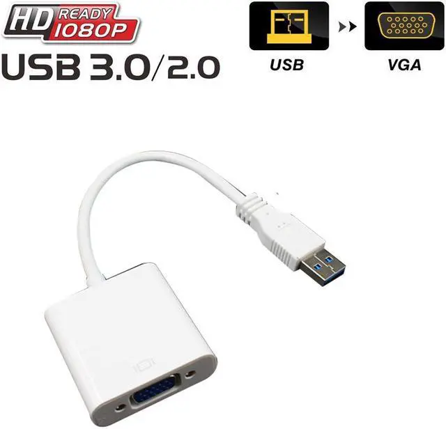 Main image of LUOM High Speed USB 3.0 to VGA Adapter Converter- PC Laptop Support Windows 7/8/8.1/10 for Desktop, Laptop, PC, Monitor, Projector, HDTV, Chromebook, NO Need CD Driver (White)