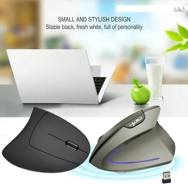 Alt view image 5 of 7 - HXSJ 2.4GHz Wireless Mouse Game Ergonomic Design Vertical Mouse 2400DPI USB Mice For PC Laptop Desktop (Battery Included)-Gray