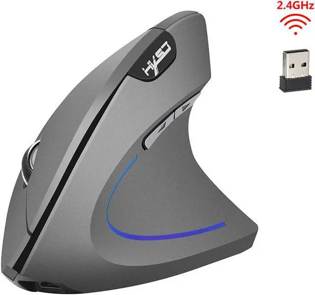 Main image of HXSJ 2.4GHz Wireless Mouse Game Ergonomic Design Vertical Mouse 2400DPI USB Mice For PC Laptop Desktop (Battery Included)-Gray