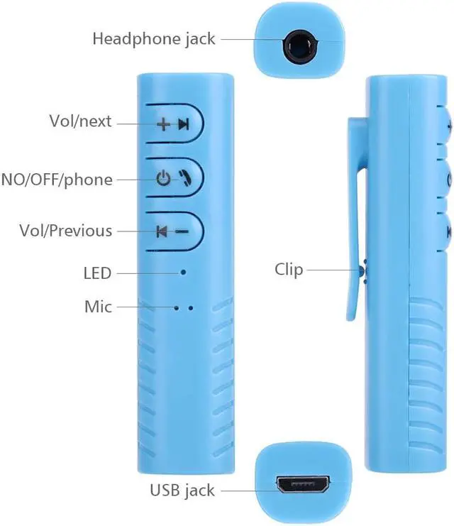 Alt view image 3 of 7 - LUOM Universal 3.5mm Bluetooth Receiver Converter Stereo Earphone Audio Receiver Adapter Converter High Quality-Blue