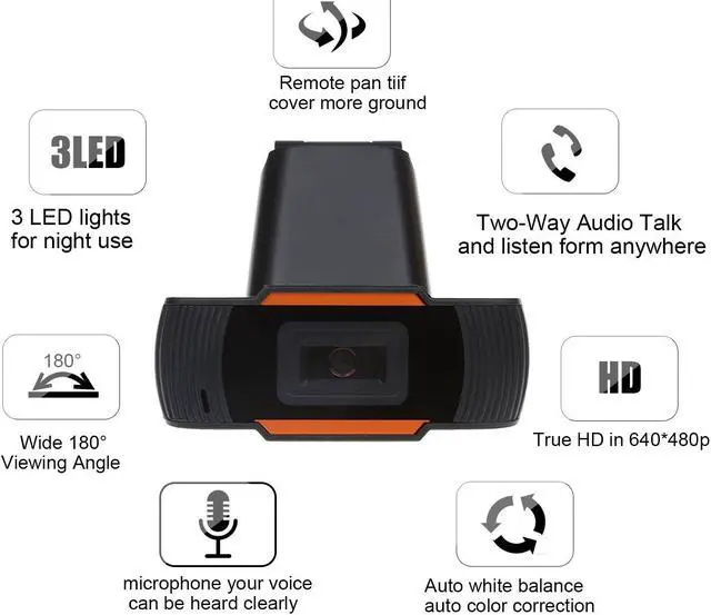 Alt view image 4 of 7 - HXSJ Computer Laptop Camera with Microphone 480P HD Webcam for Conference and Video Call, Pro Stream Webcam with Plug and Play Video Calling- Orange