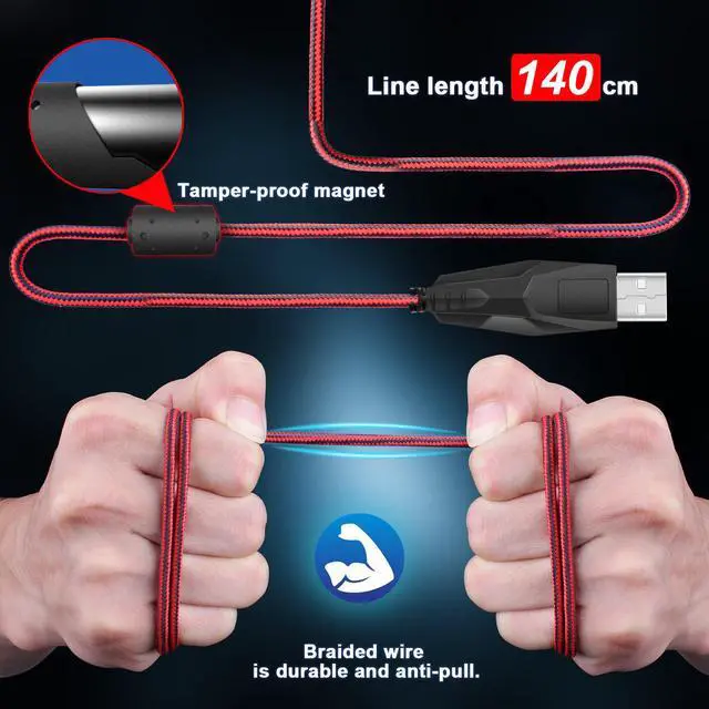 Alt view image 6 of 7 - HXSJ A874 7 Buttons 1000 / 1600 / 2400 / 3200 / 5500DPI with LED USB Wired Optical Game Gaming Mouse Light Computer Mouses For PC games