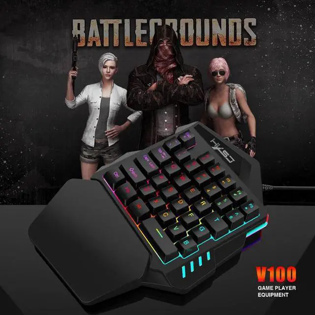 Alt view image 2 of 7 - New Arrival V100 1.6m Wired Gaming Keyboard Mechanical Feel Backlight 35 Keys One-handed Keyboard Black for PC MINI Keyboard