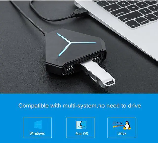 Alt view image 3 of 7 - LUOM USB Hub, 6-Port USB 2.0 Hub, with 3ft Cable for Multi-device Desktop Laptop, Notebook PC, Mobile HDD, and More, (6-port USB 2.0 Splitter)