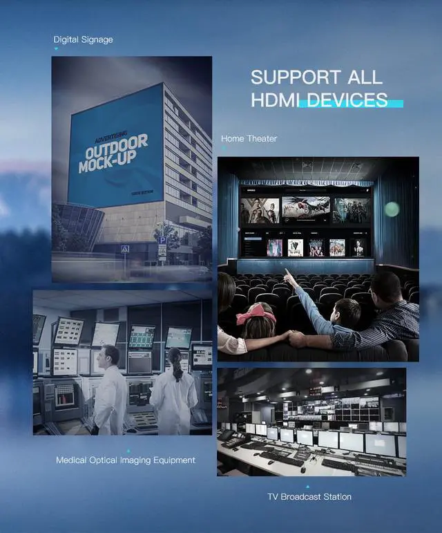 Alt view image 7 of 7 - LUOM 4K HDR HDMI Cable, High Speed HDMI 2.0 Cable, 4K*2K @ 60Hz 4:4:4, HDR/ARC/UHD/HDC2.2/3D, 18Gbps Compatible with Apple TV, HDTV, Roku TV Box, Projector, PS4 PS3 - 165ft (50meters)