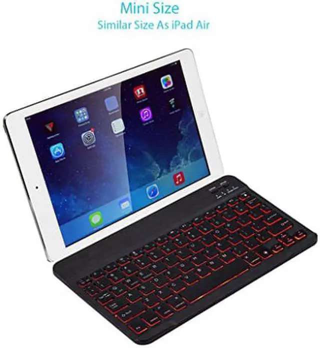Alt view image 3 of 7 - LUOM Ultra Slim Portable Wireless Bluetooth Keyboard with 7-Colors Backlit for Windows Devices ipad Mini iPhone MacBook Tablets PC Android Tablets Samsung,IOS Android Windows Bluetooth device  - White