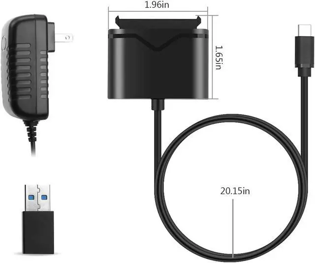 Alt view image 3 of 7 - LUOM SATA to USB 3.0&Type-C, SATA III Cable Hard Drive Adapter Converter for Universal 2.5/3.5 SATA HDD/SSD Hard Drive Disk and SATA Optical Drive, Include 12V/2A Power Adapter, USB 3.0 Adapter