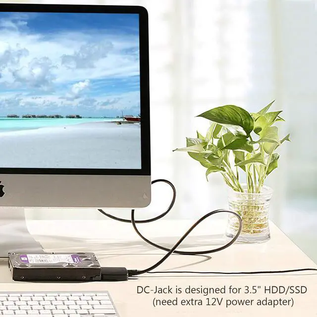 Alt view image 7 of 7 - LUOM SATA to USB 3.0&Type-C, SATA III Cable Hard Drive Adapter Converter for Universal 2.5/3.5 SATA HDD/SSD Hard Drive Disk and SATA Optical Drive, Include 12V/2A Power Adapter, USB 3.0 Adapter