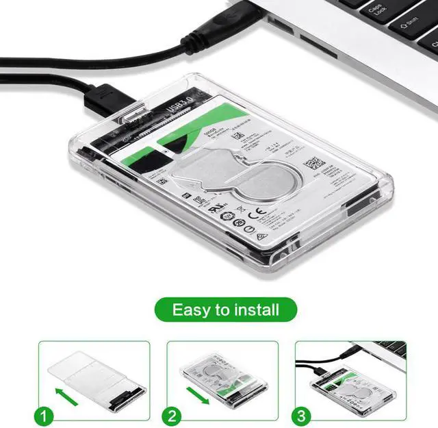 Alt view image 7 of 7 - LUOM SSD External Hard Drive Enclosure 2.5 inch SATA to USB3.0 UASP Clear Portable Hard Drive Case Max 2T HDD Tool-Free Transparent For SATA2.0 2.5", SATA3.0 2.5", SATA SSD