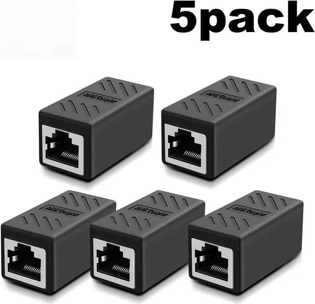 Main image of LUOM RJ45 Ethernet Cable In-line Shielded RJ45 Coupler, Female to Female - Black (5 packs of RJ45 Coupler)