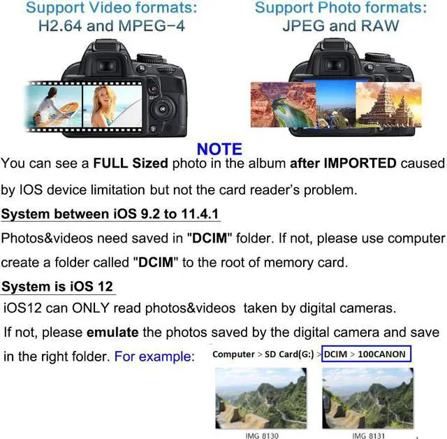 Alt view image 6 of 7 - LUOM SD Card Camera Reader for iPhone iPad [Support iOS 9.2 or up],Aiguozer SD Card Reader Adapter Trail Game Camera Viewer for iPhone 6 /6s /7 /7Plus /8 /X/Xs/XS Max/XR/iPad Mini/Air- No App Required