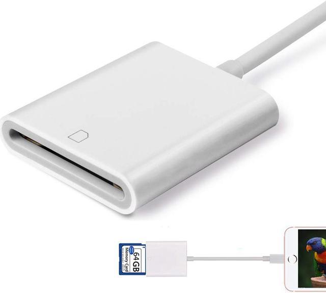 SD Card Reader for iPhone iPad Camera, Dual Card Slot Memory Card Reader  Supports SD and TF Card Trail Camera Viewer Sd Card Adapter Micro Sd Card  Reader No Application Required Plug