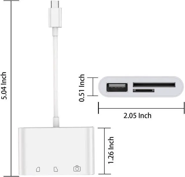 Alt view image 3 of 7 - LUOM USB C SD Card Reader, 3 in 1 USB C to USB OTG Adapter, Type C Micro SD Card Adapter, USB Camera Connection Kit for NEW iPad Pro 2018, MacBook Pro, Samsung S8 / S9, ChromeBook, XPS