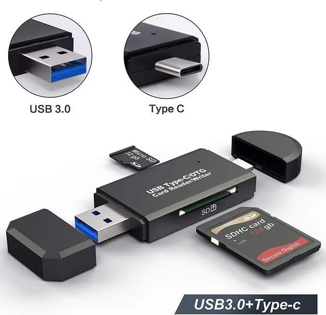 Main image of LUOM SD Card Reader, USB 3.0 Type C Memory Card Reader OTG Adapter for SDXC, SDHC, SD, MMC, RS-MMC, Micro SD, TF, Micro SDXC, Micro SDHC, UHS-I Card