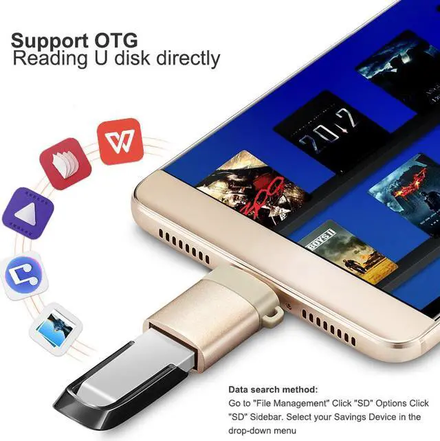 Alt view image 4 of 7 - LUOM USB C to USB 3.0 Adapter[3PACK],USB Type c(Male) to USB a (Female) Connector, Support OTG Function,Compatible with MacBook 2018 2017 2016, Samsung Galaxy Note 8, Galaxy S8/S9  (3 Pack, Black)