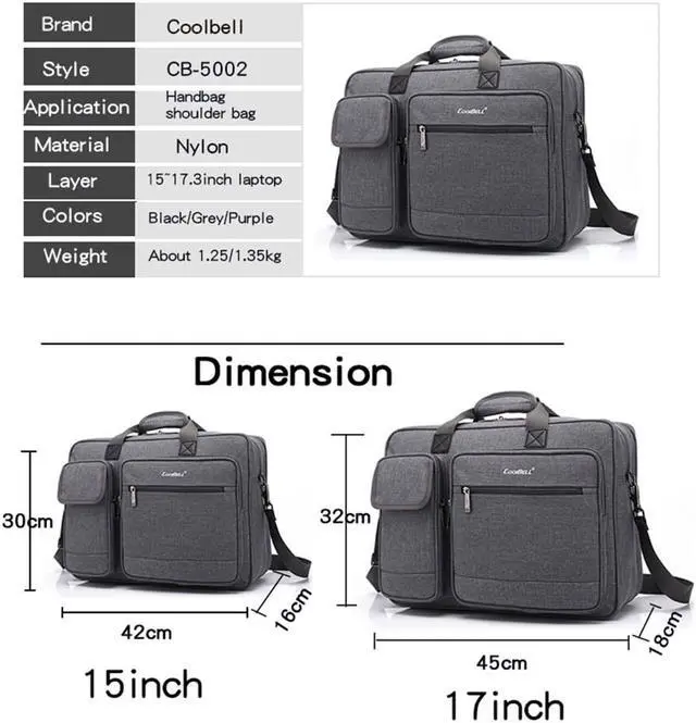 Alt view image 3 of 7 - LUOM  Laptop Bag 15.6 Inch Laptop Briefcase Laptop Messenger Bag Water Repellent Computer Case Laptop Shoulder Bag Durable Tablet Sleeve for Business/College/Women/Men Fits 15.6 Inch Laptop- Gray