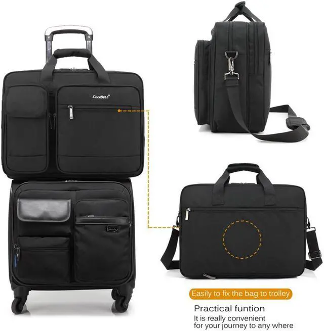 Alt view image 6 of 7 - LUOM 15.6 inch Laptop Bag, Travel Briefcase with Organizer, Large Hybrid Shoulder Bag, Water Resisatant Business Messenger Briefcases for Men and Women Fits 15.6 Inch Laptop, Computer, Tablet - Gray