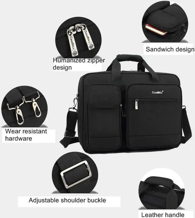 Alt view image 4 of 7 - LUOM  Large Capacity Hybrid Bussiness Shoulder Bag Messenger Bag Shoulder Bag Laptop Case Handbag Business Briefcase Multi-Functional Travel Bags Fits 15.6 Inch Laptop for Men/Women (Gray)