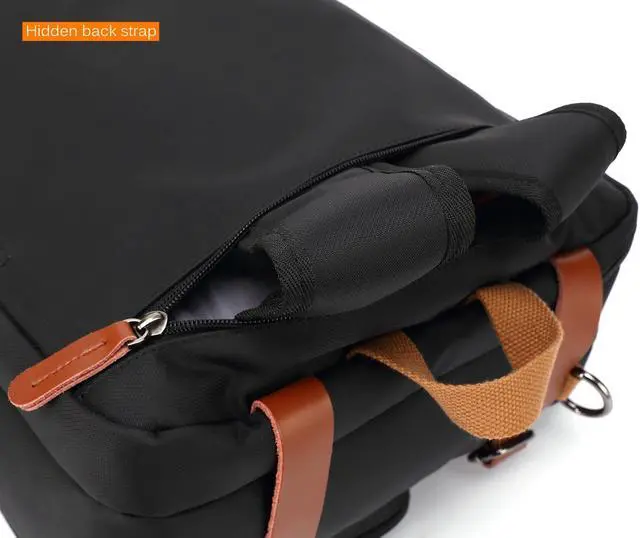 Alt view image 6 of 7 - LUOM Convertible Laptop Backpack Nylon Messenger Bag Shoulder Briefcase Multifunctional Travel Rucksack Hiking Knapsack College Notebook Bag Fits 17.3 Inch Laptops for Men/Women, Black