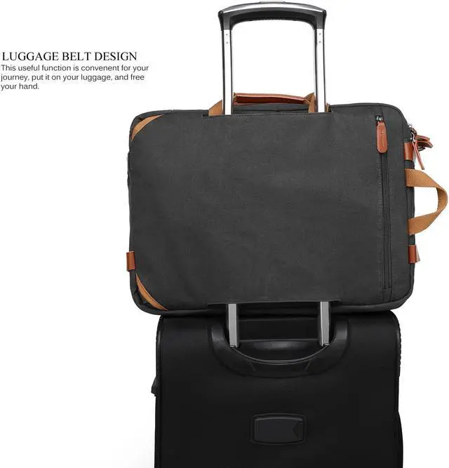 Alt view image 7 of 7 - LUOM 15.6inch Laptop Computer Bag Messenger Bag Multi-compartment Briefcase Convertible Laptop Backpack (Canvas Gray)