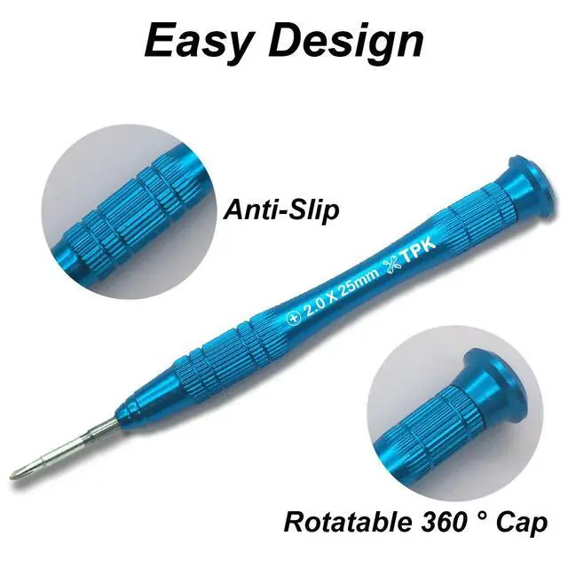 Alt view image 4 of 5 - Phillips 2.0mm #00 compatible for Switch consoles Cross-Recess S2 High Alloy Steel Head 360° Rotary Cap Magnetic Tip