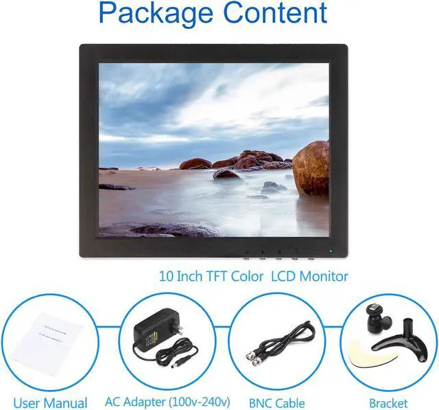 Alt view image 7 of 7 - TPEKKA 10 inch IPS CCTV HDMI Monitor 1024x768 Mini Portable Color Monitor Screen with BNC/HDMI/VGA/AV Input for PC Security DVR CCTV Camera System Industrial-grade Easy-to-use