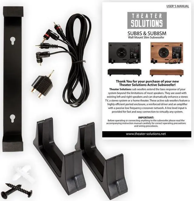 Alt view image 5 of 5 - Theater Solutions SUB8S 250 Watt Surround Sound HD Home Theater Slim Powered Active Subwoofer (Black)