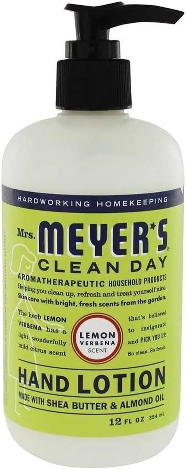 Main image of Mrs. Meyer's Clean Day Hand Lotion, Long-Lasting, Non-Greasy Moisturizer, Cruelty Free Formula, Lemon Verbena Scent, 12 oz