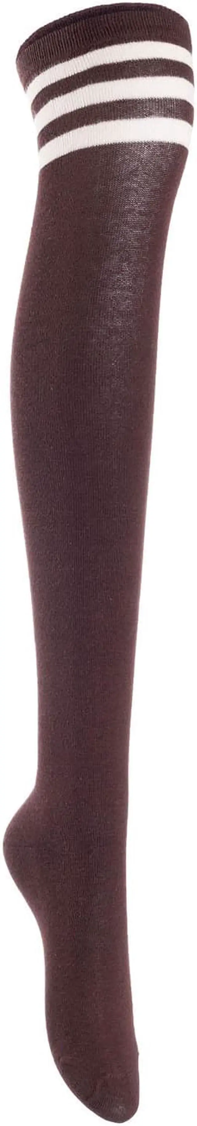 Alt view image 2 of 5 - Lian LifeStyle Women's 4 Pairs Adorable, Fashionable, Super Comfortable and Ultra-Soft Thigh High Natural Cotton Socks Size L1022 6-9 (Coffee) 4p1c3