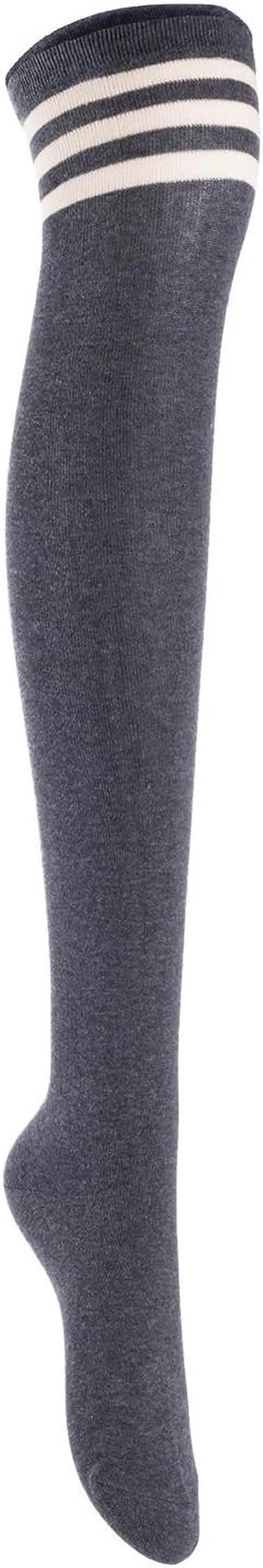 Alt view image 4 of 7 - Lian LifeStyle Women's 5 Pairs Adorable Comfortable Soft Thigh High Over Knee High Cotton Socks Size 6-9 L1022(Black,Cofe,Khaki,White,Wine)